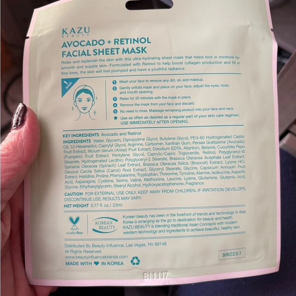 Avocado & Collagen Under Eye Sheet Mask - Green, Yellow, Pink, White